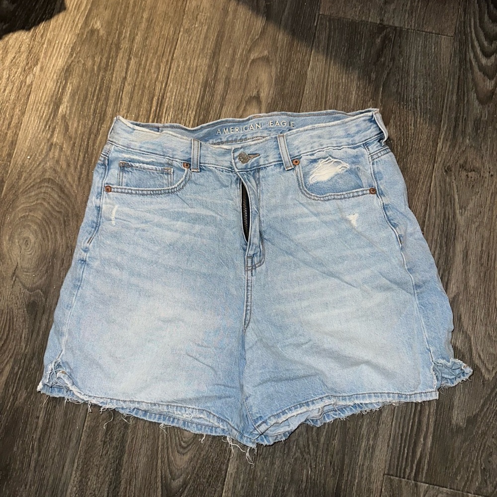 American Eagle Outfitters Blue Jean Shorts High-Waisted Distressed